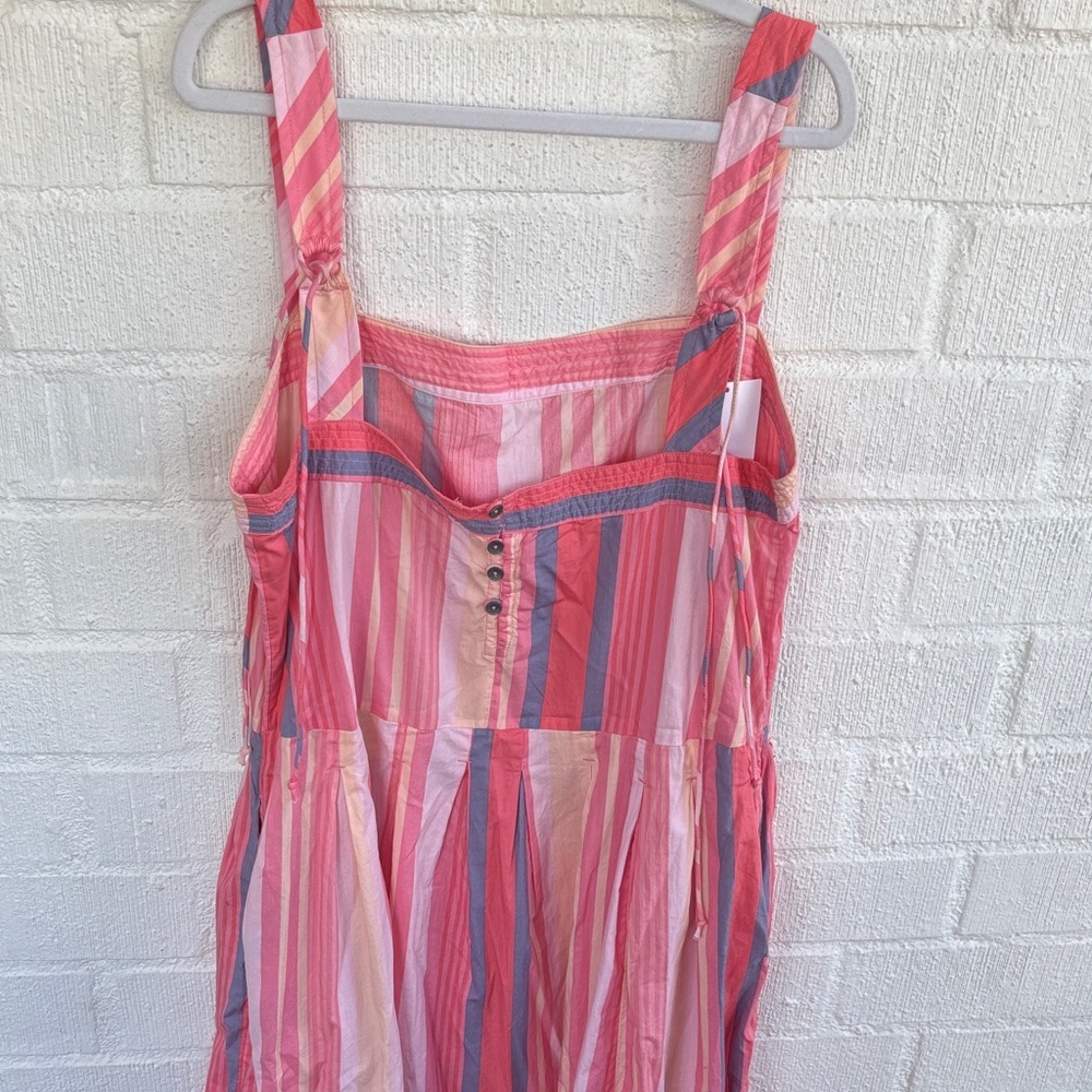Free People Reversible Striped Primavera Pink and Purple Drop Waist Midi Dress - Picture 3 of 7